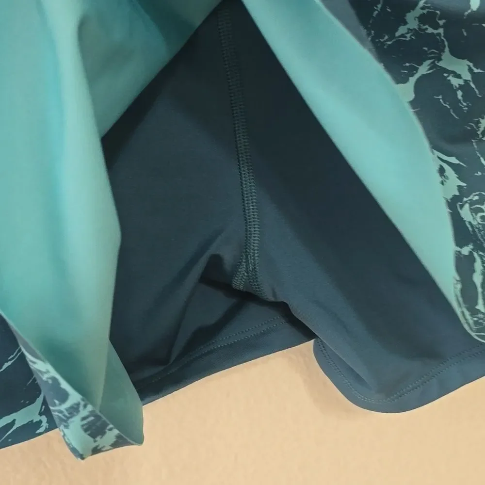 Athleta skort Teal Marble-Patterned Pleated Skirt Xs